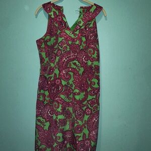 Paisley Green and Red Sleeveless Dress